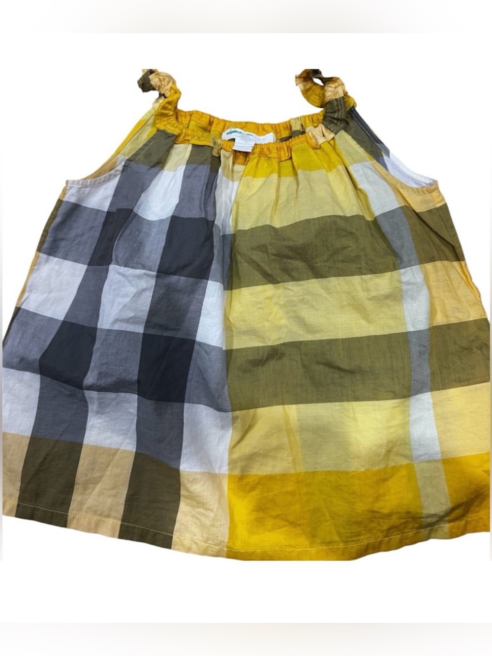 Burberry girls Yellow & black Plaid Sleeveless Sundress 4y 4t nwot